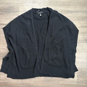 Halogen Black 100% Cashmere Open Cardigan Shawl Pocket Sweater One Size